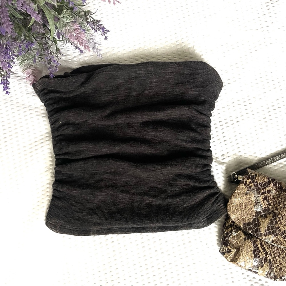 Free People Charcoal Cotton Boulevard Tube Top